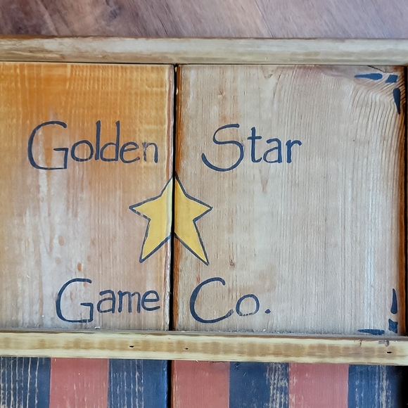 Folk Art Checkerboard Game Wall Hanging Art Golden Star ⭐️ Wooden Handma… - Picture 2 of 8